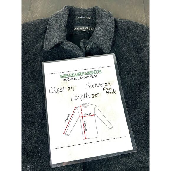 Anne Klein Black Wool Mohair Blend Overcoat Coat Women's Size 14 WPL 7888 - Picture 6 of 11